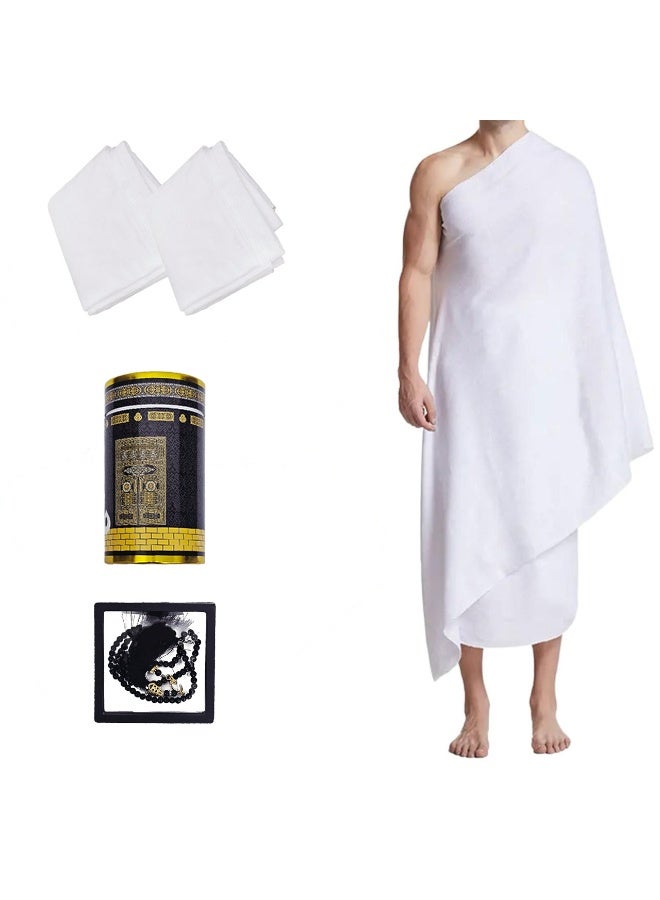Home Smart Ihram 3pc Set for Adults| Hajj and Umrah Pilgrimage Light weight and Ultra-Soft Sheets,prayer mat and prayer bead Ideal Gift for Hajj pilgrimage - Image 1